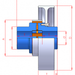 Elastic coupling with pulley brake :: UNE Acoflex AP Series
