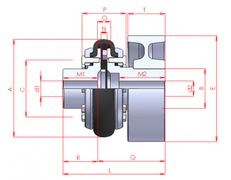 Flexible coupling for brake UNE P Series