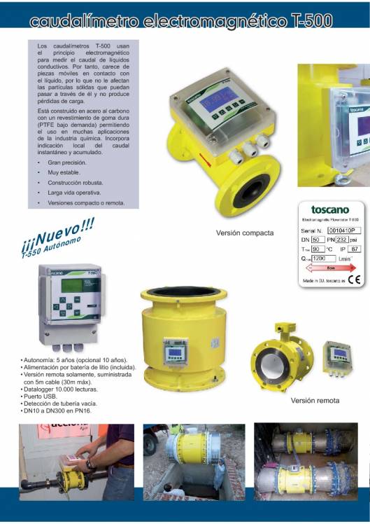 T-500. Caudalí­metros electromagnéticos. 2