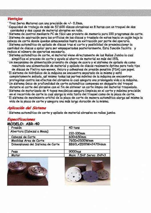 ABR - 40. Sistema automático de corte de discos abrasivos. 2