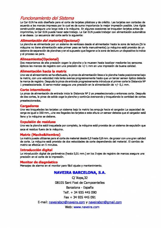 CAR-51N. Máquina de Troquelado y Apilado de Tarjetas Semi-Automática. 2