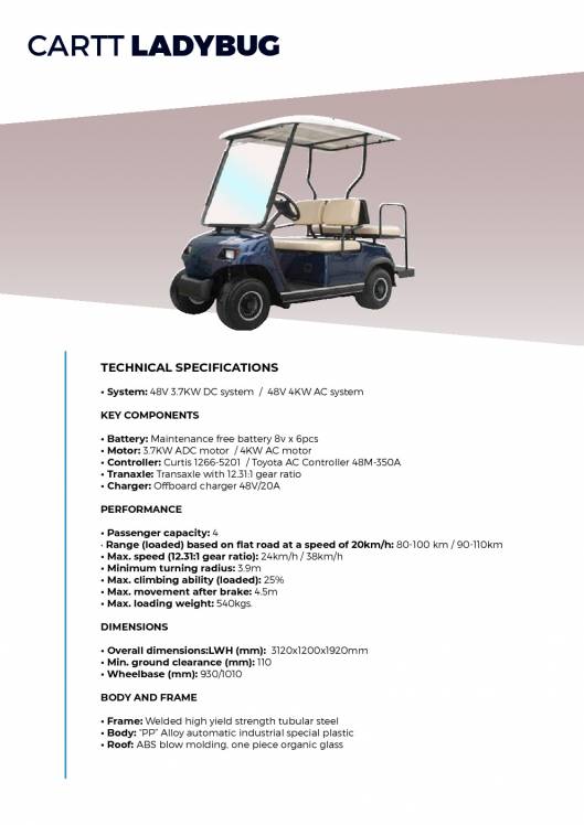 CARTTEC AIRPORT. Vehículos eléctricos aeropuerto golf carts. Catálogo 2019 inglés 12