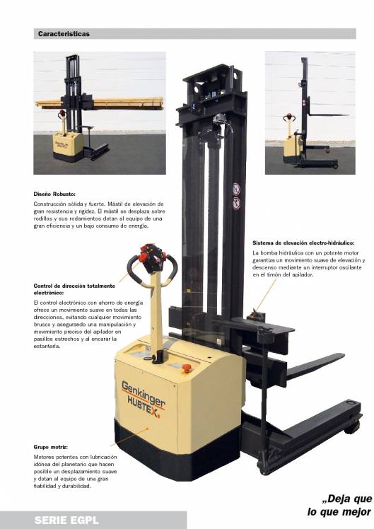 Catálogo de apiladores eléctricos para cargas largas HUBTEX EGPL 2