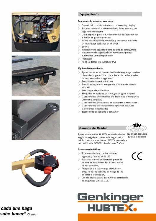 Catálogo de apiladores eléctricos para cargas largas HUBTEX EGPL 3