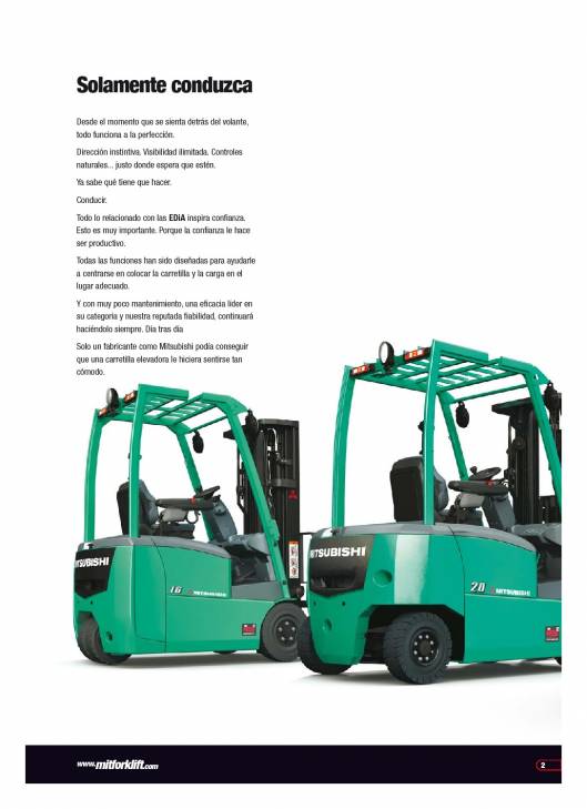 Catálogo carretillas elevadoras eléctricas Mitsubishi EDIA 1.0-5.0 2