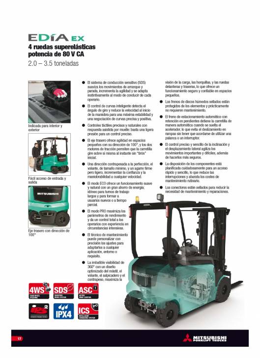 Catálogo carretillas elevadoras eléctricas Mitsubishi EDIA 1.0-5.0 17