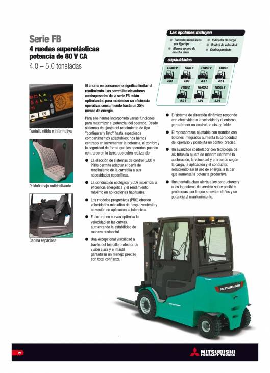 Catálogo carretillas elevadoras eléctricas Mitsubishi EDIA 1.0-5.0 21