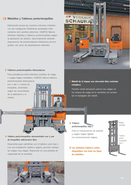 Catálogo de carretillas elevadoras laterales multidireccionales HUBTEX 14