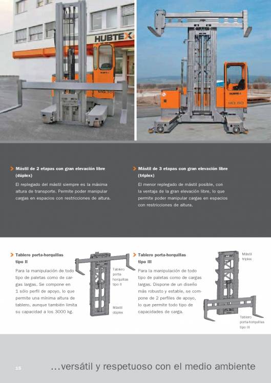 Catálogo de carretillas elevadoras laterales multidireccionales HUBTEX 15