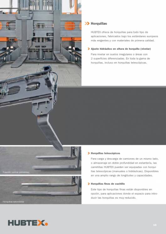Catálogo de carretillas elevadoras laterales multidireccionales HUBTEX 16
