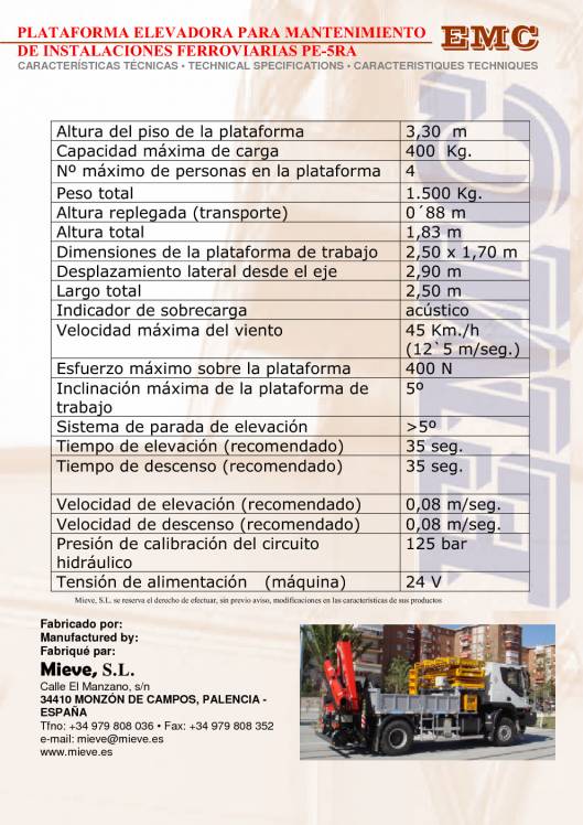 Catálogo EMC PE-5RA. Plataformas para mantenimiento 2
