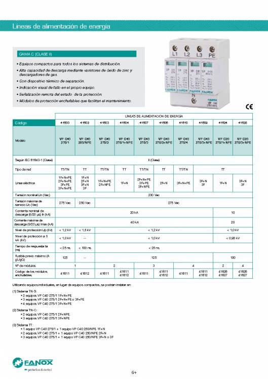 Catalogo general de baja tensión de FANOX 64