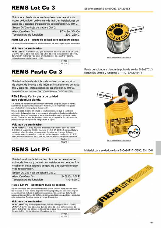 Catálogo general REMS 2015 189 Catálogo general REMS 2015 189