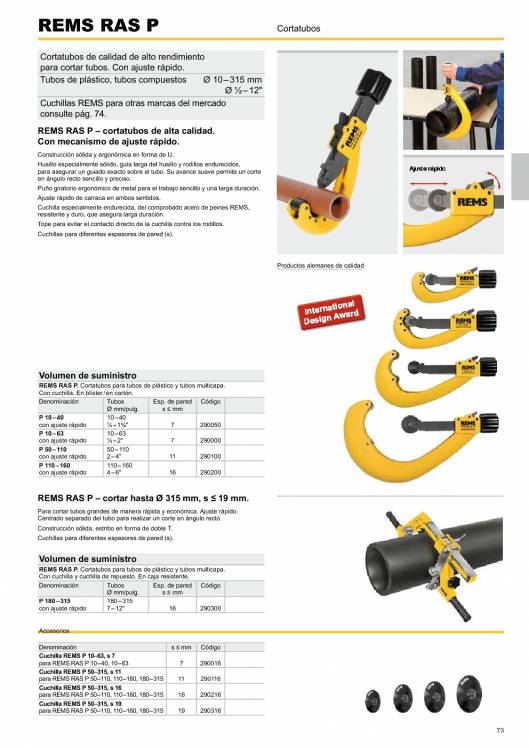 Catálogo general REMS 2015 73 Catálogo general REMS 2015 73