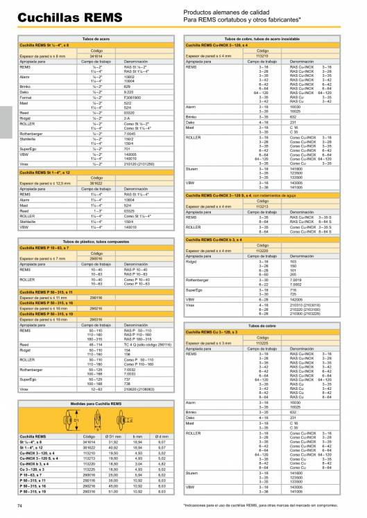 Catálogo general REMS 2015 74 Catálogo general REMS 2015 74