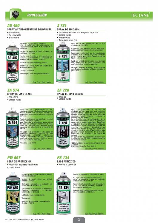 Catálogo general de sprays TECTANE 2014 2