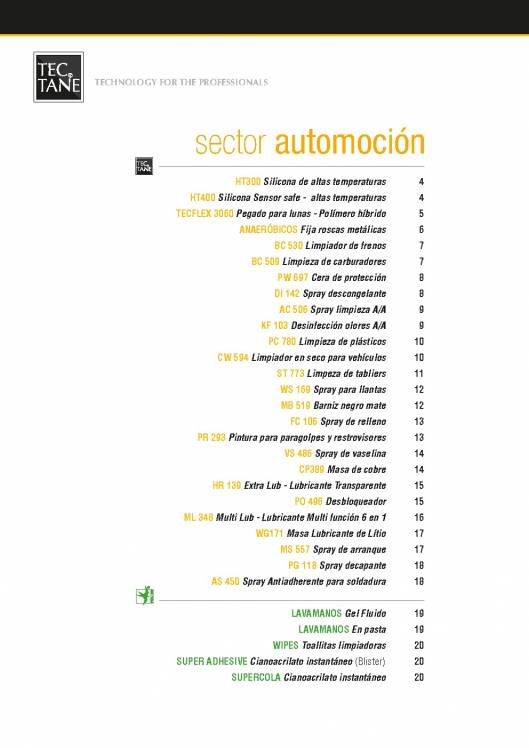 Catálogo general TECTANE Sector Automoción 3