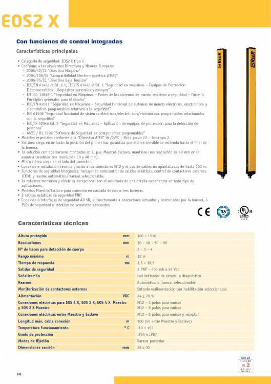 Catálogo REER EOS. Barreras fotoeléctricas de seguridad 14