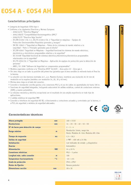 Catálogo REER EOS. Barreras fotoeléctricas de seguridad 4