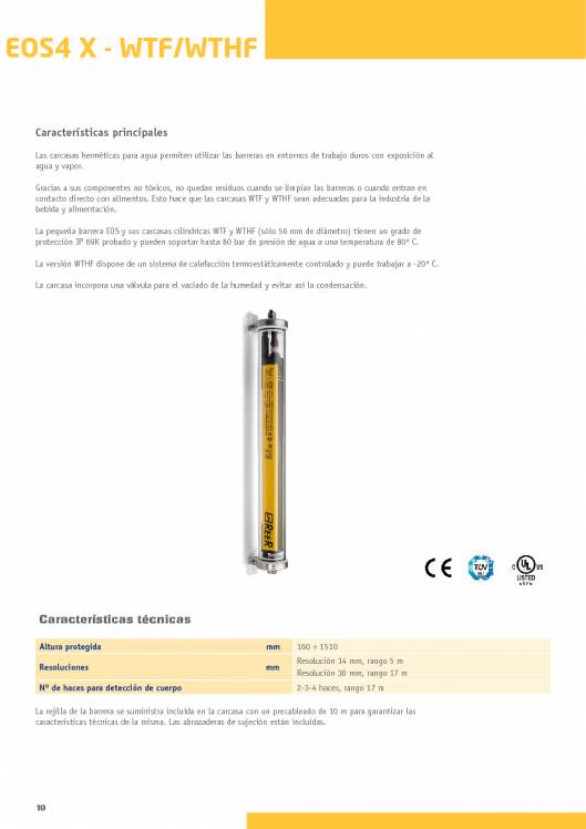 Catálogo REER EOS. Barreras fotoeléctricas de seguridad 10