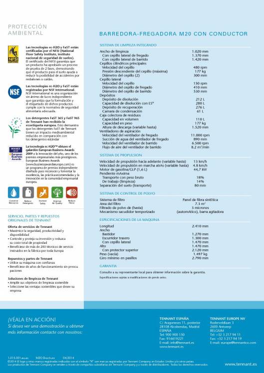 Catálogo TENNANT M20 Barredora-fregadora integrada de conductor sentado 6