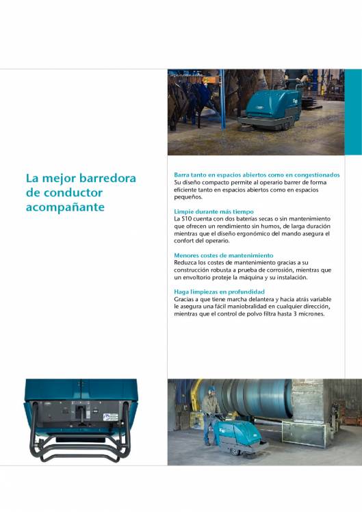 Catálogo TENNANT S10. Barredora industrial de conductor a pie 2