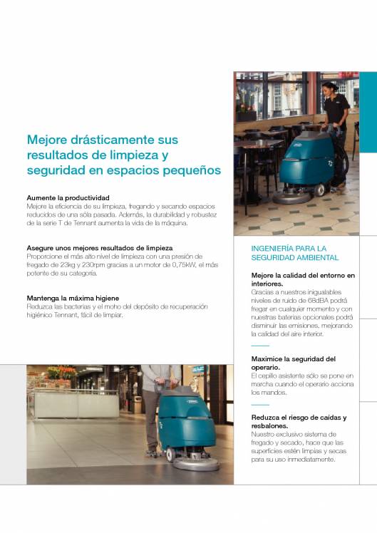 Catálogo TENNANT T2. Fregadora a baterías de conductor acompañante 2