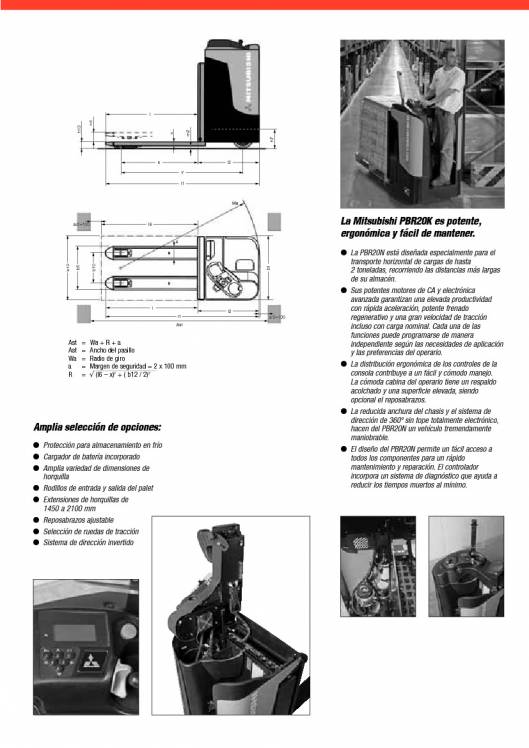 Catálogo de transpaleta eléctrica de conductor montado de pie MITSUBISHI PBR 3