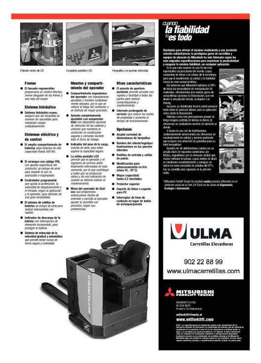 Catálogo de transpaleta eléctrica de conductor sentado MITSUBISHI PBS20N 4