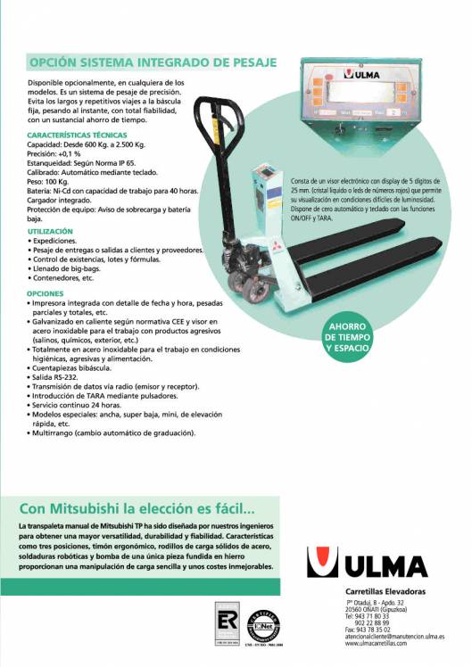 Catálogo de transpaletas manuales MITSUBISHI 6