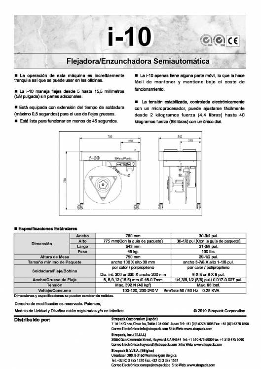 COMOSA STRAPP i-10. Flejadora semiautomática. 2