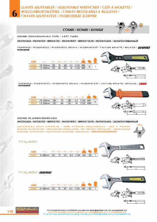 Llaves ajustables de EGA MASTER. 10