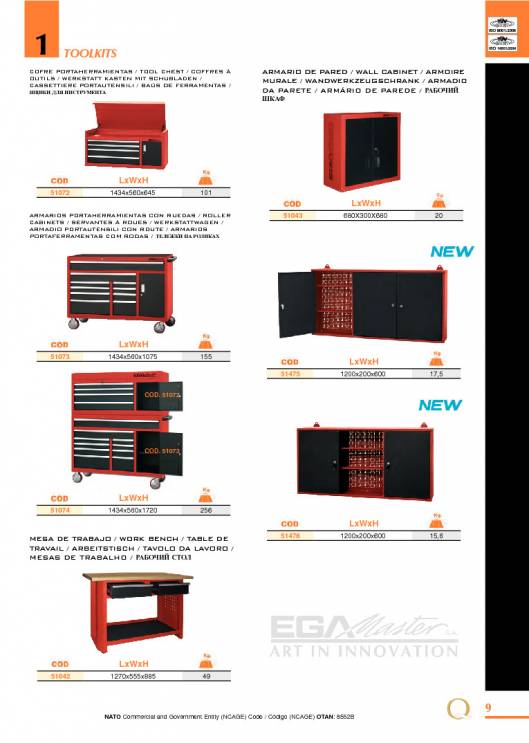 EGA Master SET FOR MECHANICS 228 PCS. WITH ROLLER CABINET