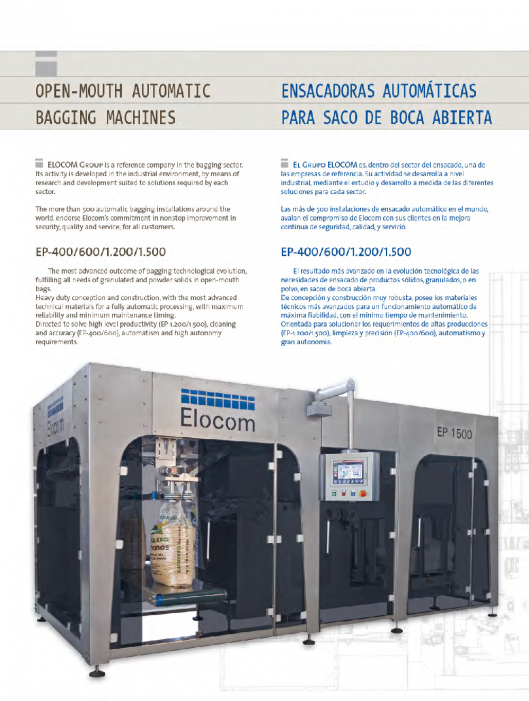ELOCOM. Ensacadoras automáticas para saco de boca abierta 2