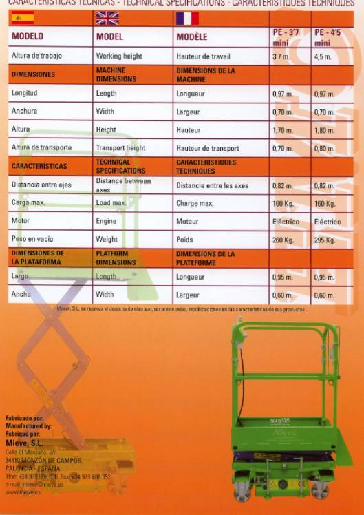 Catálogo EMC PE Mini 3.7 - 4.5. Plataformas elevadoras móviles de tijera 2