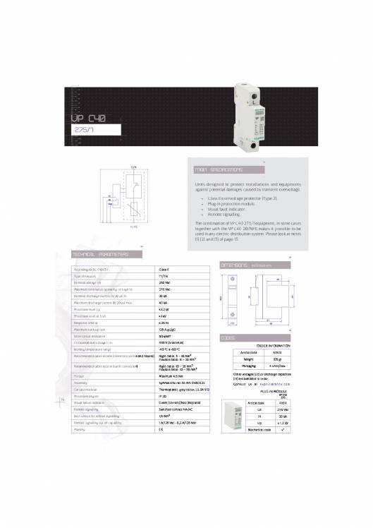 Equipments for protection against transient overvoltage up FANOX 14