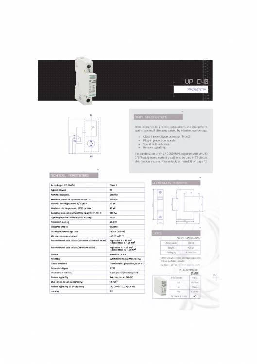Equipments for protection against transient overvoltage up FANOX 15