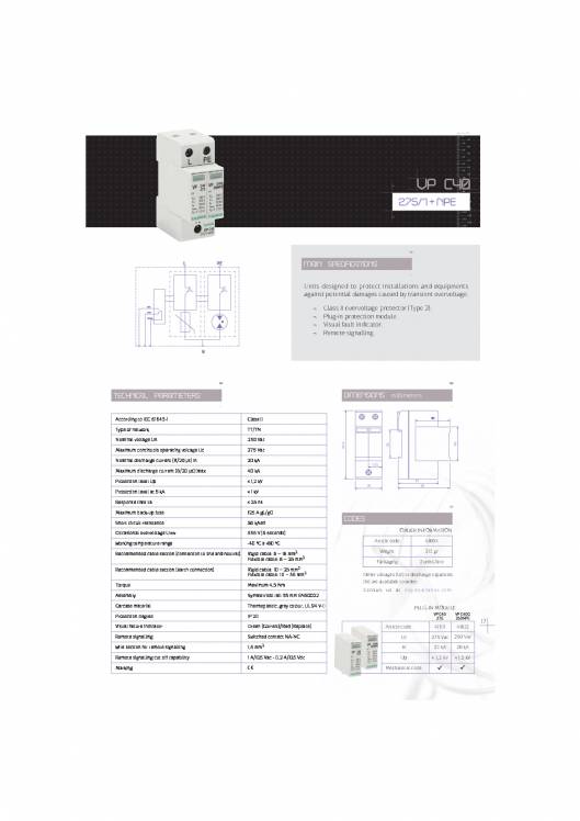 Equipments for protection against transient overvoltage up FANOX 17