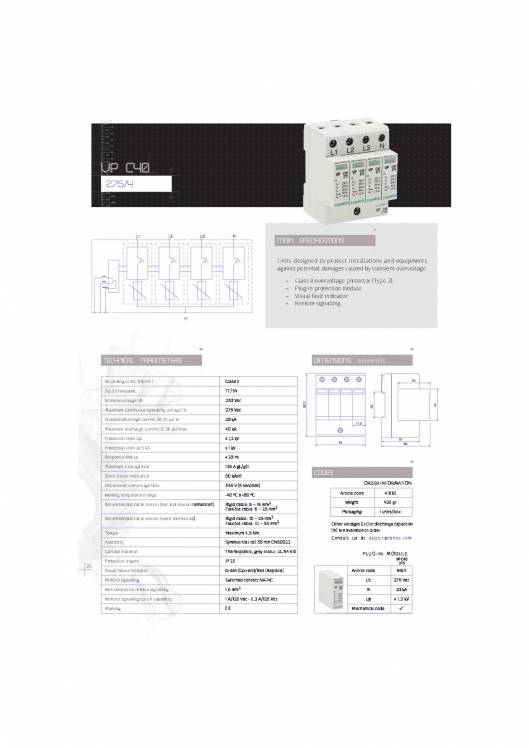 Equipments for protection against transient overvoltage up FANOX 20