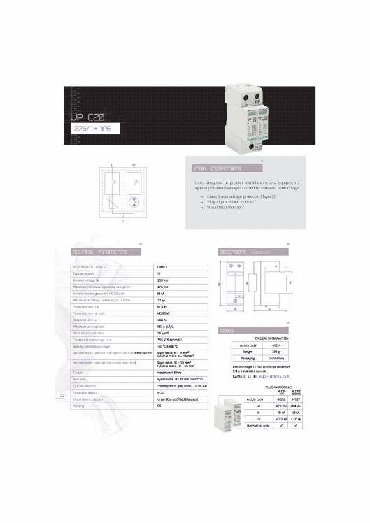 Equipments for protection against transient overvoltage up FANOX 22