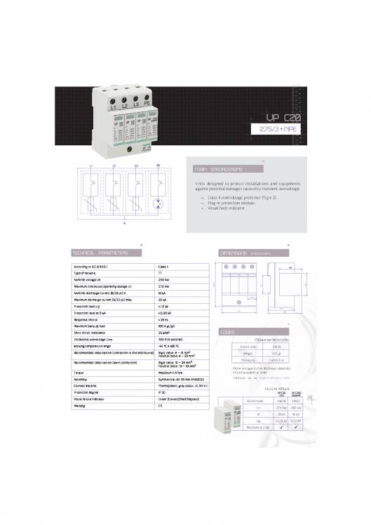 Equipments for protection against transient overvoltage up FANOX 23