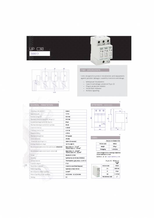 Equipments for protection against transient overvoltage up FANOX 26