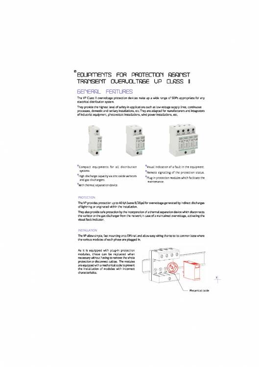 Equipments for protection against transient overvoltage up FANOX 7