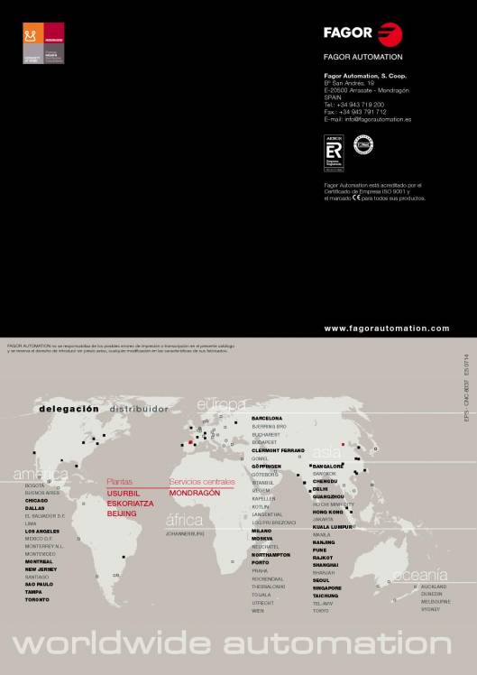FAGOR CNC 8037. Control numérico CNC 8