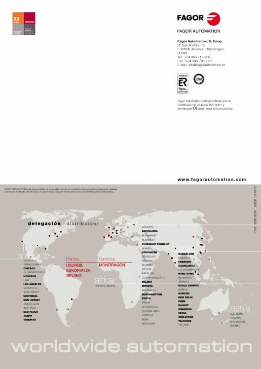 FAGOR CNC 8060 8065. Control numérico CNC 20