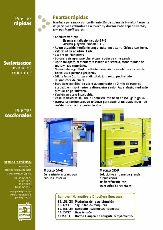 FERROFLEX GRASES. Puerta seccional industrial. 2