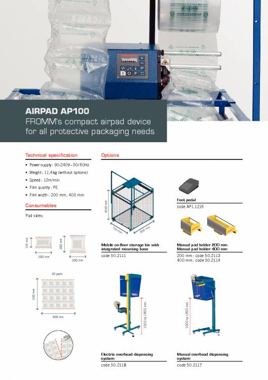 FROMM AP100. Air cushion protective packaging machine. 3