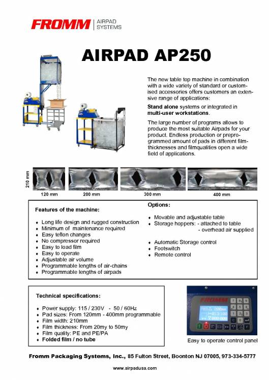 FROMM AP250. Air cushion protective packaging machine. 2