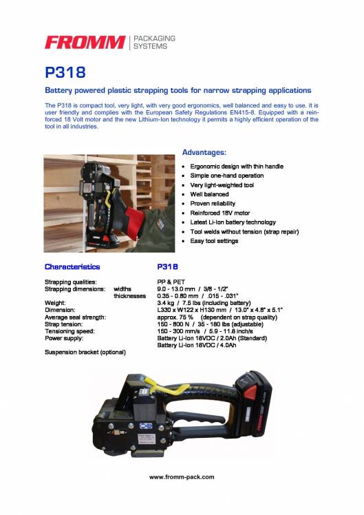 FROMM PH 318. Battery-powered strapping tool for plastic straps. 2