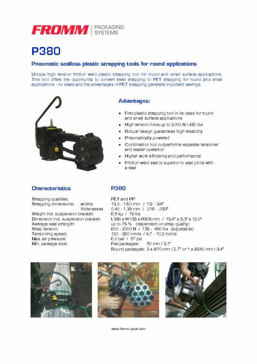 FROMM PH 380. Pneumatic strapping tool for plastic straps. 2
